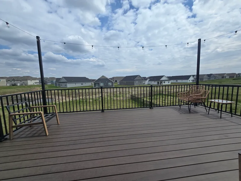 Composite deck with railing built by Foremost Construction